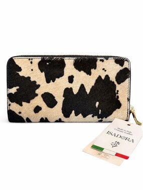 Cow Print Genuine Calf Hair Leather Wallet NWT